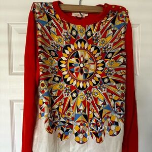 Silk Panel Tory Burch Sweater - Medium